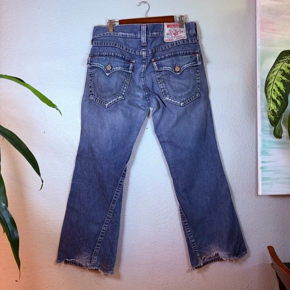 True Religion Joey Super T Flap Twisted Flare Vintage Y2K Thrashed Retro Jean 33
